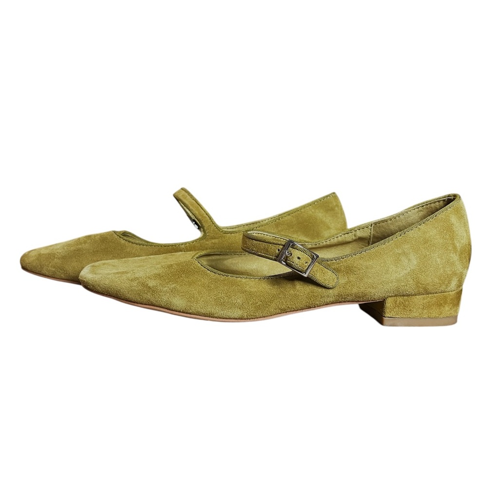 Intentionally Blank NWOB Olive Green Mustard Suede Kemp Mary Jane Shoes 8 - Picture 4 of 11